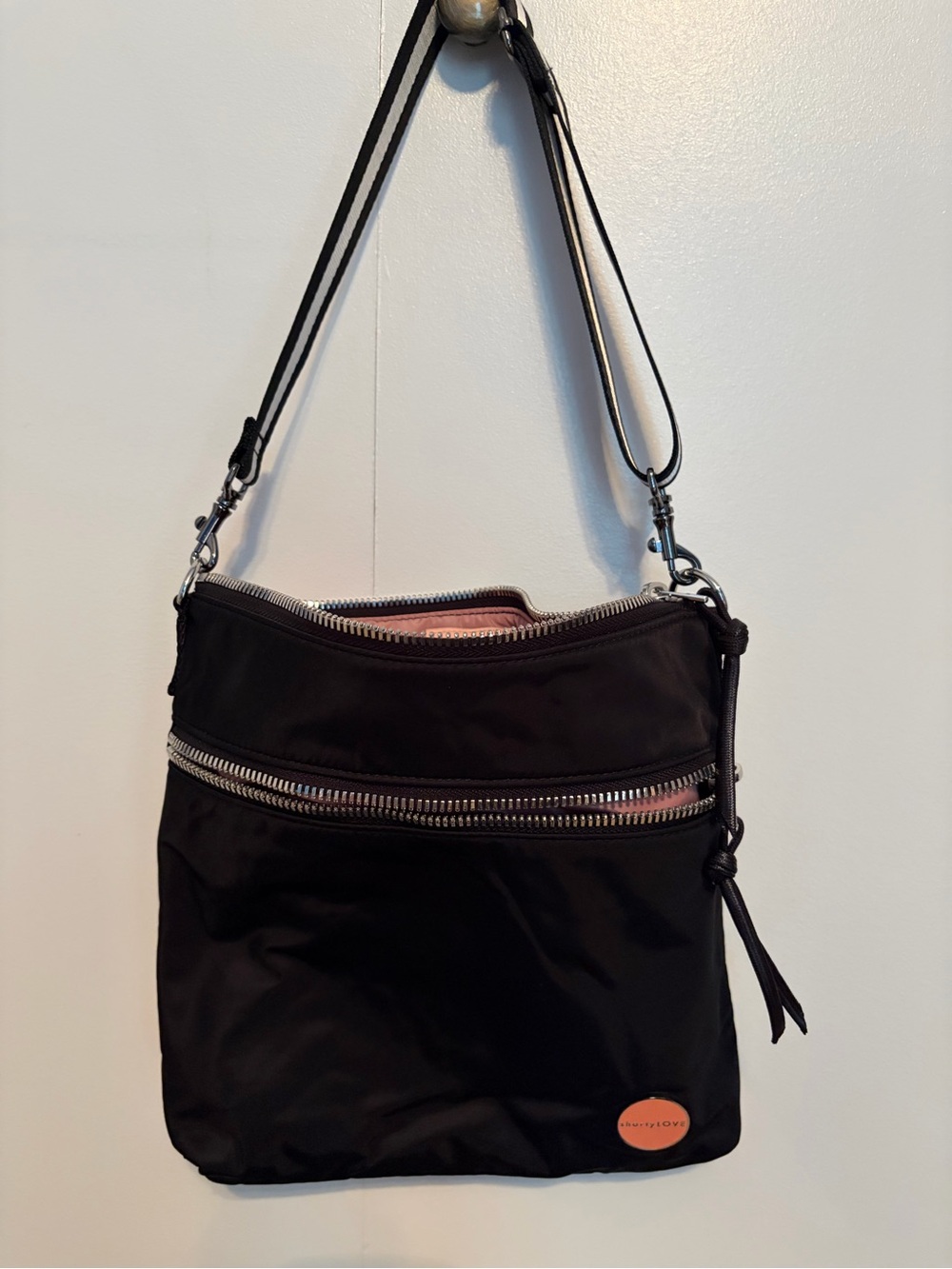 Shorty Love Black Amuse medium Crossbody Bag with Silver Hardware